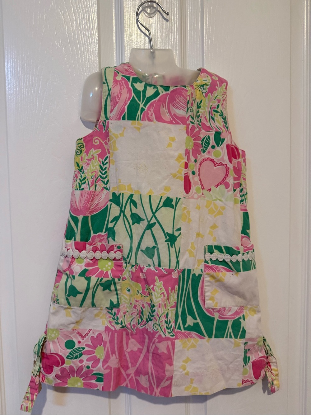 Lilly Pulitzer Girls Patchwork Floral Dress Size 5 Cotton